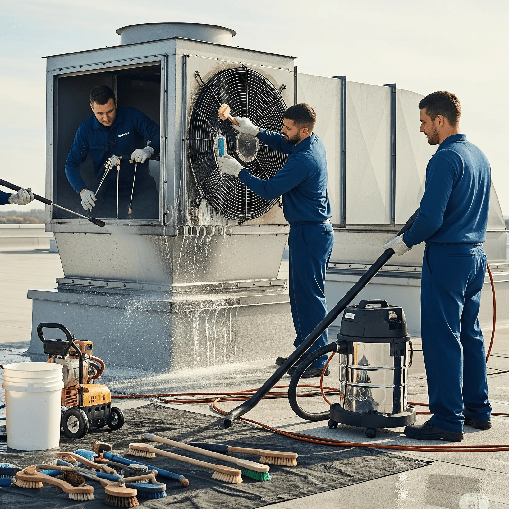 Pbear Maintenance professionals thorough cleaning the commercial ktichen exhaust
